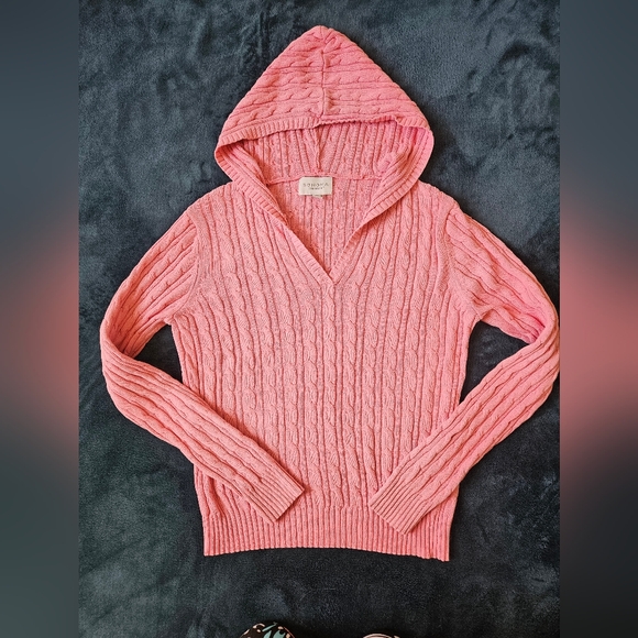 Sonoma Women's Pink Knit Pullover Sweater Size Medium Hoodie Long Sleeve - Picture 3 of 10